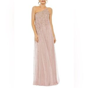 Mac Duggal Embellished One Shoulder Gown. NWT